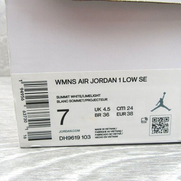 Air Jordan 1 Low SE Summit White Limelight Womens Size 7 NEW - Picture 13 of 14